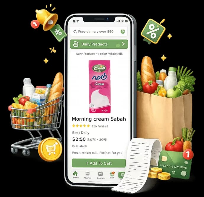 تصویر صفحه طراحی اپلیکیشن سوپرمارکتی